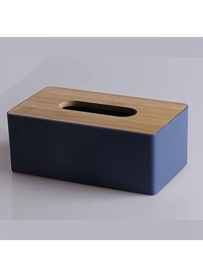 Modern Minimalist Black Tissue Box Holder With Bamboo Lid For Bathroom Vanity Kitchen Countertop - Image 5